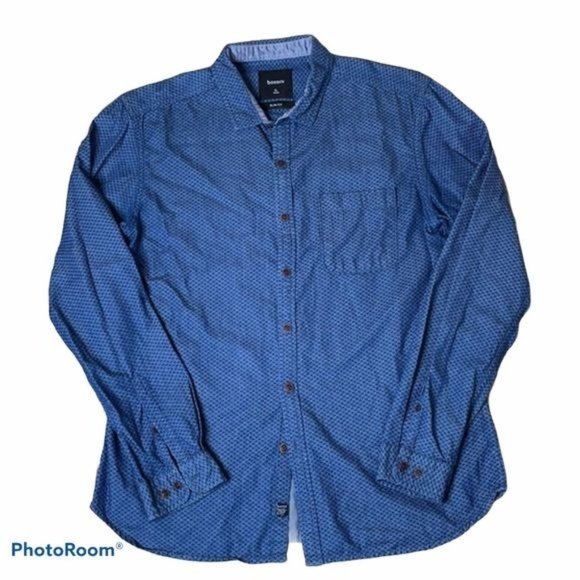 BOSSINI MEN'S Slim Fit Button Down Shirt Blue Size XL - Picture 1 of 11